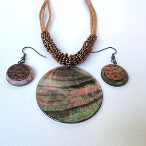 Lia Sophia Abalone Shell Necklace & Earrings Set